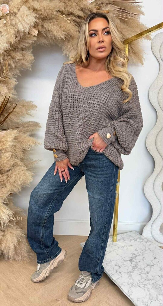 KNITTED BUTTON TRUI TAUPE KNITTED BUTTON TRUI TAUPE