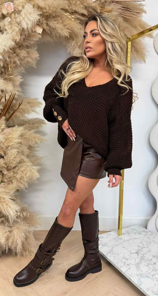 KNITTED BUTTON TRUI CHOCO KNITTED BUTTON TRUI CHOCO