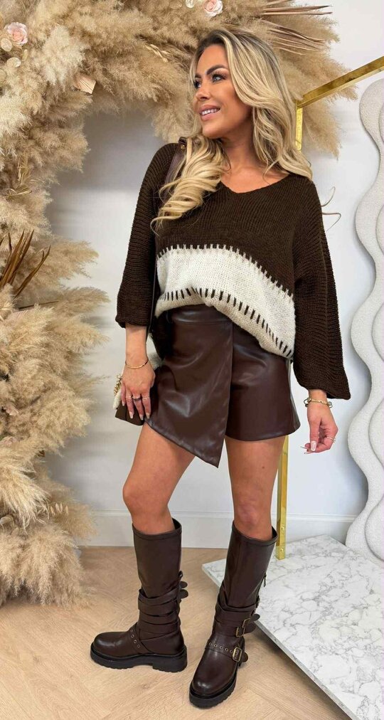 STIKKIE STRIPE SWEAT 86300 CHOCO/BEIGE STIKKIE STRIPE SWEAT 86300 CHOCO/BEIGE