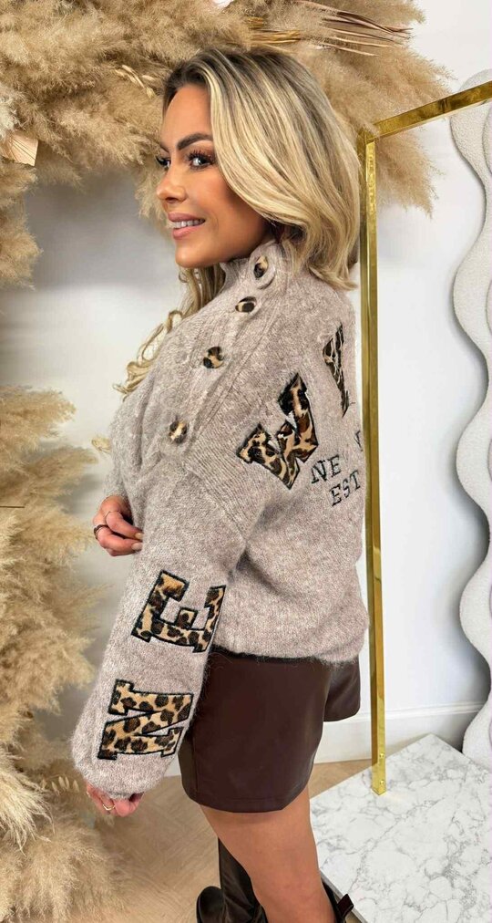 LEO BUTTON SHINE SWEAT 7513 TAUPE