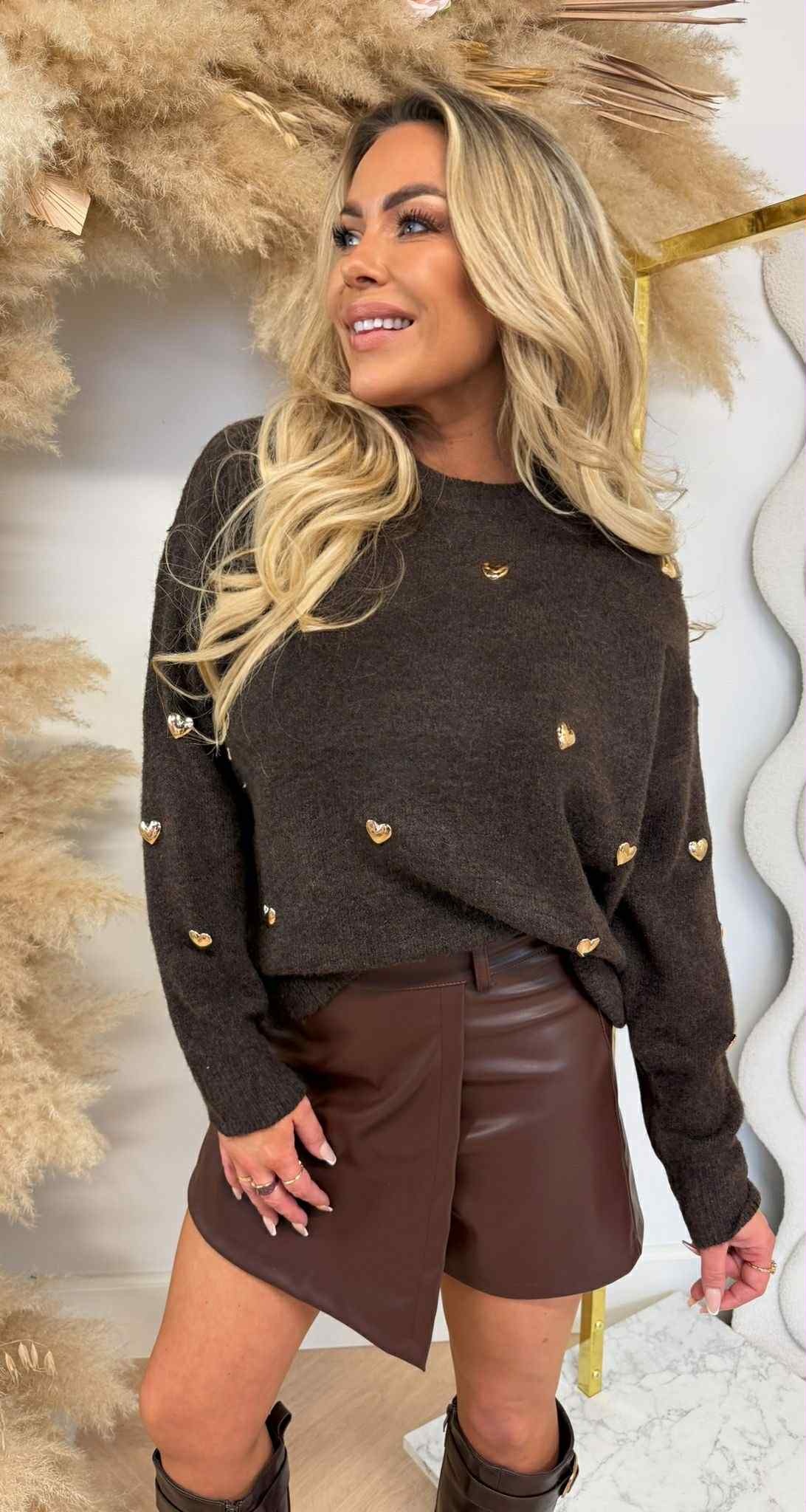 GOLDY HEART SWEAT AM763 CHOCO GOLDY HEART SWEAT AM763 CHOCO