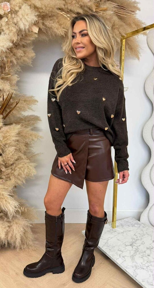 GOLDY HEART SWEAT AM763 CHOCO