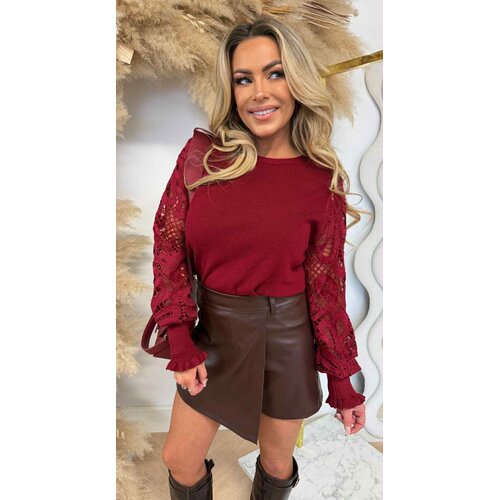 ANN LACE SLEEVE SWEAT 8520 BORDEAUX ANN LACE SLEEVE SWEAT 8520 BORDEAUX