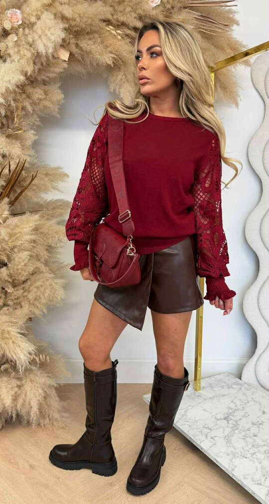 ANN LACE SLEEVE SWEAT 8520 BORDEAUX ANN LACE SLEEVE SWEAT 8520 BORDEAUX