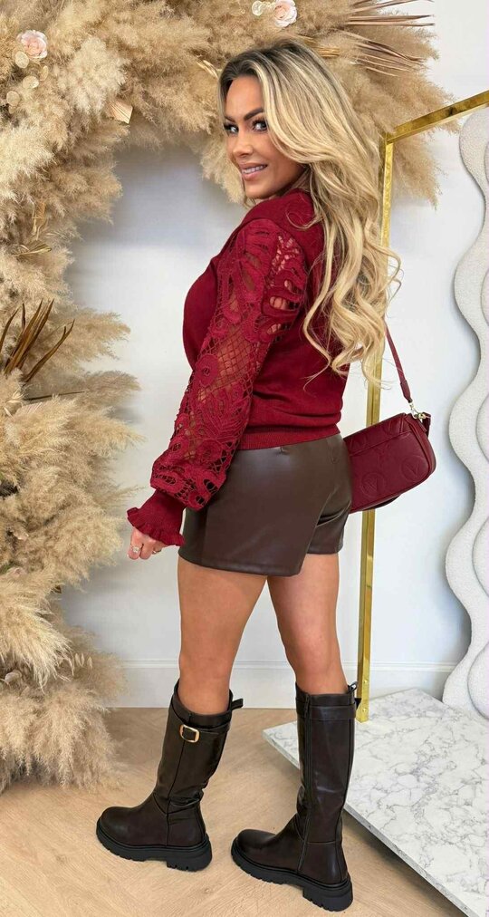 ANN LACE SLEEVE SWEAT 8520 BORDEAUX ANN LACE SLEEVE SWEAT 8520 BORDEAUX