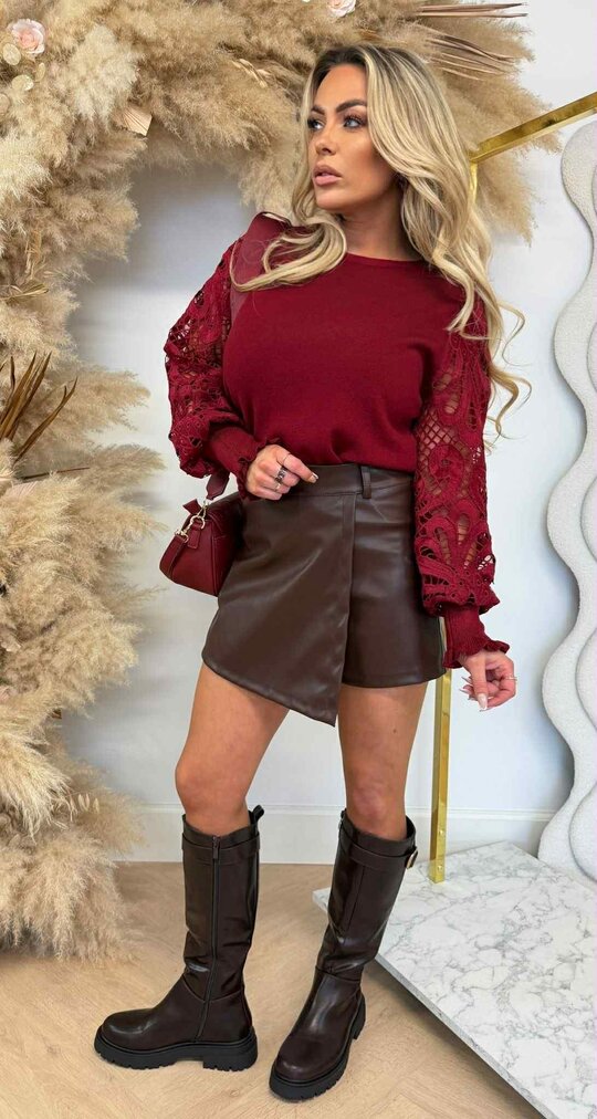 ANN LACE SLEEVE SWEAT 8520 BORDEAUX ANN LACE SLEEVE SWEAT 8520 BORDEAUX