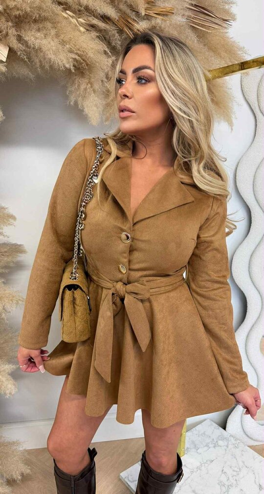 SUEDE CHIQUE BUTTON PLAYSUIT CAMEL SUEDE CHIQUE BUTTON PLAYSUIT CAMEL