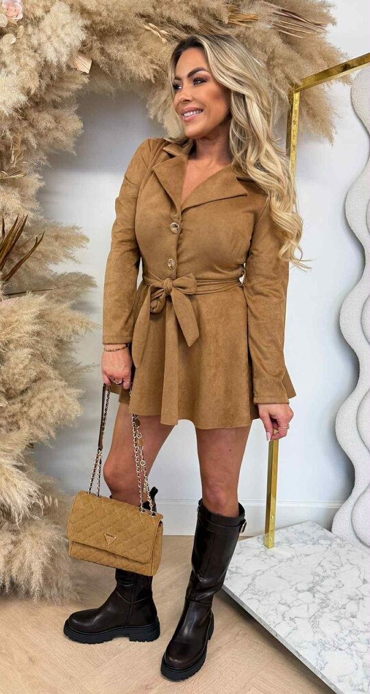 SUEDE CHIQUE BUTTON PLAYSUIT CAMEL SUEDE CHIQUE BUTTON PLAYSUIT CAMEL