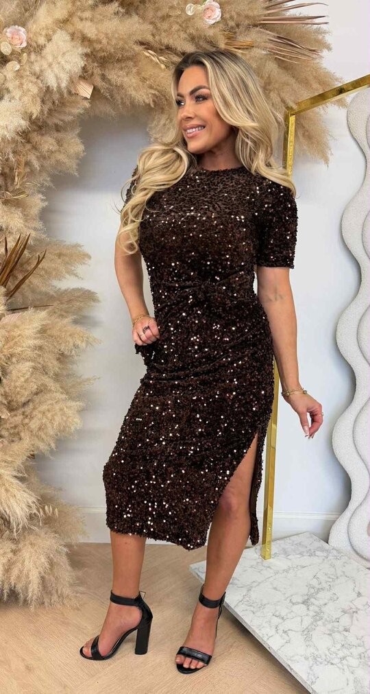 KNOT SEQUIN DRESS 2906 CHOCO KNOT SEQUIN DRESS 2906 CHOCO