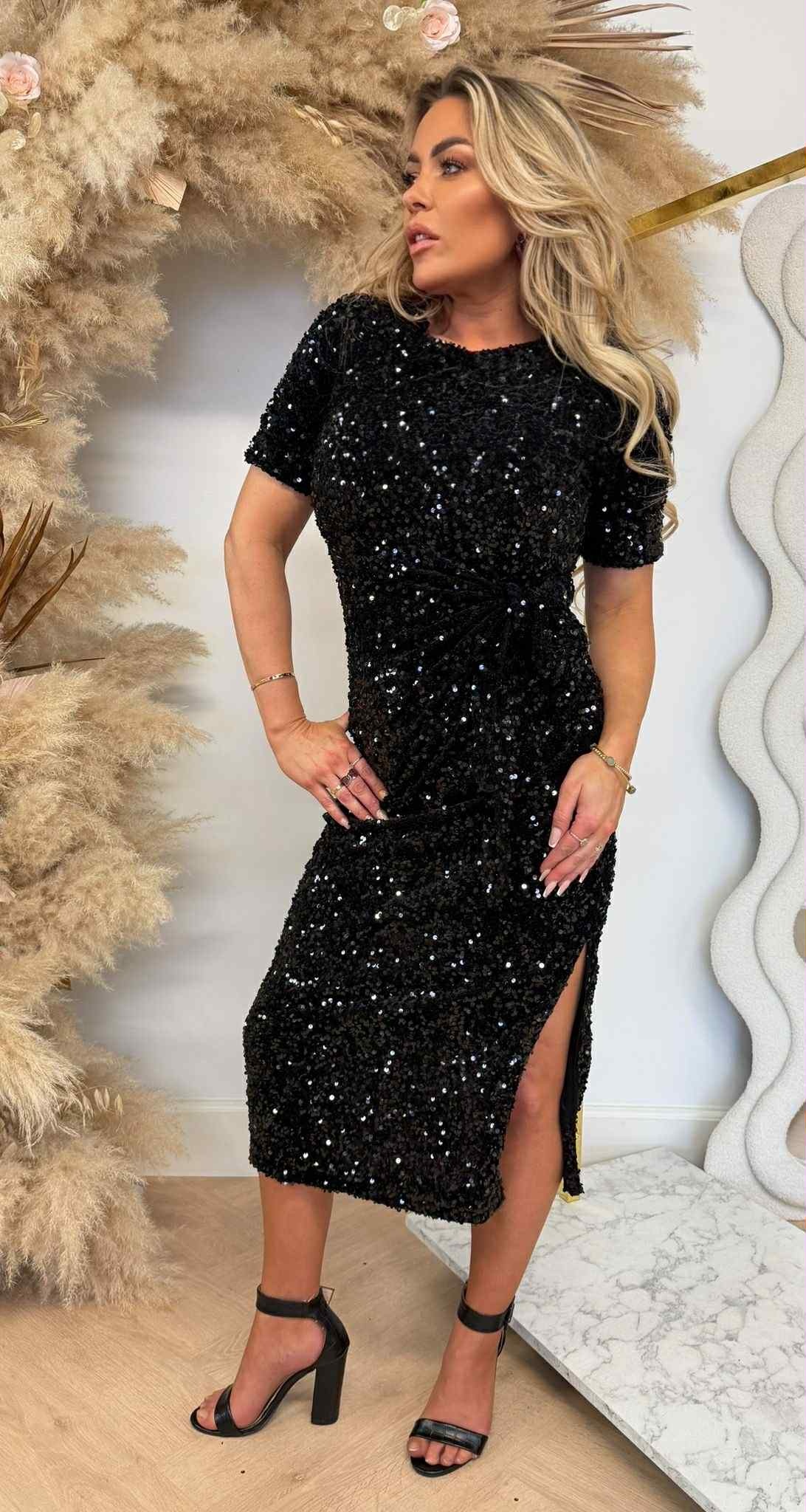 KNOT SEQUIN DRESS 2906 BLACK KNOT SEQUIN DRESS 2906 BLACK