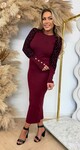 LEOPARD SLEEVE BUTTON DRESS 1080 BORDEAUX LEOPARD SLEEVE BUTTON DRESS 1080 BORDEAUX