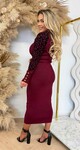 LEOPARD SLEEVE BUTTON DRESS 1080 BORDEAUX LEOPARD SLEEVE BUTTON DRESS 1080 BORDEAUX