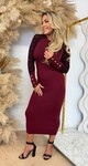 LEOPARD SLEEVE BUTTON DRESS 1080 BORDEAUX LEOPARD SLEEVE BUTTON DRESS 1080 BORDEAUX