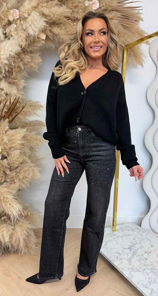 KNITTED KNOOP VEST/SWEAT 8832 BLACK KNITTED KNOOP VEST/SWEAT 8832 BLACK