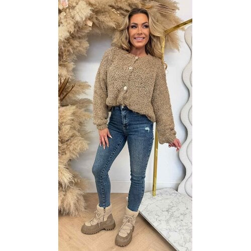 SOFT TEDDY BUTTON VEST/SWEAT 0165 TAUPE SOFT TEDDY BUTTON VEST/SWEAT 0165 TAUPE