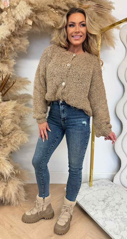 SOFT TEDDY BUTTON VEST/SWEAT 0165 TAUPE SOFT TEDDY BUTTON VEST/SWEAT 0165 TAUPE