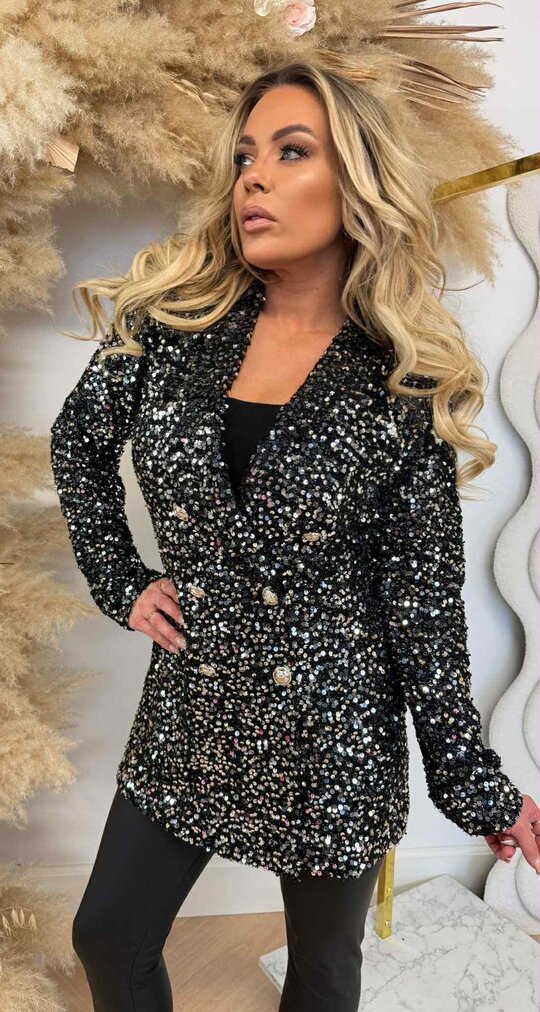 CIARA SEQUIN BLAZER BLACK/SILVER CIARA SEQUIN BLAZER BLACK/SILVER