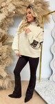 LEO BUTTON SHINE SWEAT 7513 BEIGE LEO BUTTON SHINE SWEAT 7513 BEIGE