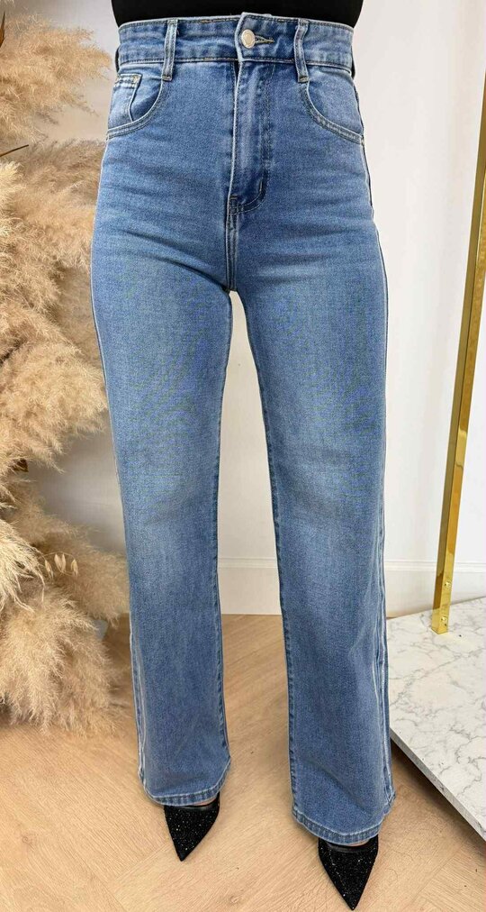 STRIPE SPARKLE WIDE LEG JEANS 5250 DENIMBLUE