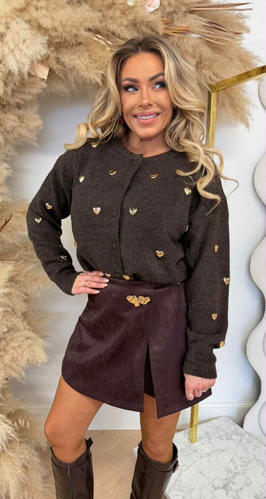 HARTJES STUDS VEST/SWEAT AM875 CHOCO HARTJES STUDS VEST/SWEAT AM875 CHOCO