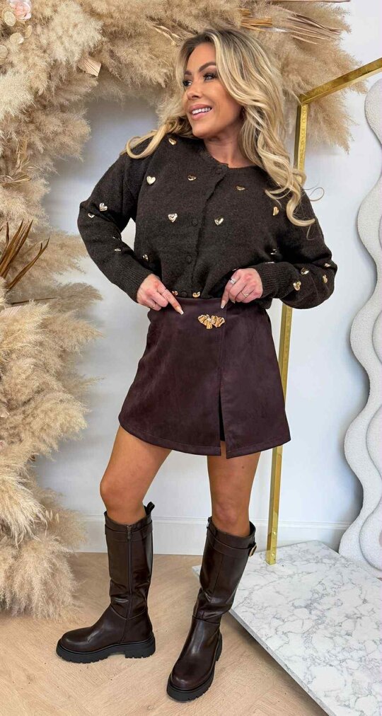 HARTJES STUDS VEST/SWEAT AM875 CHOCO HARTJES STUDS VEST/SWEAT AM875 CHOCO