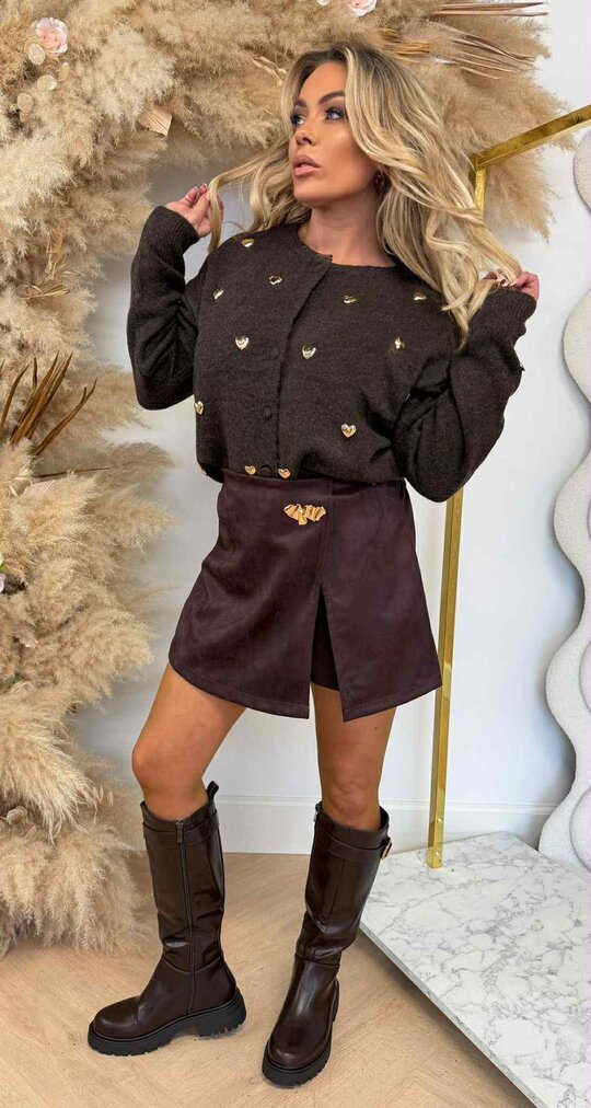 HARTJES STUDS VEST/SWEAT AM875 CHOCO HARTJES STUDS VEST/SWEAT AM875 CHOCO