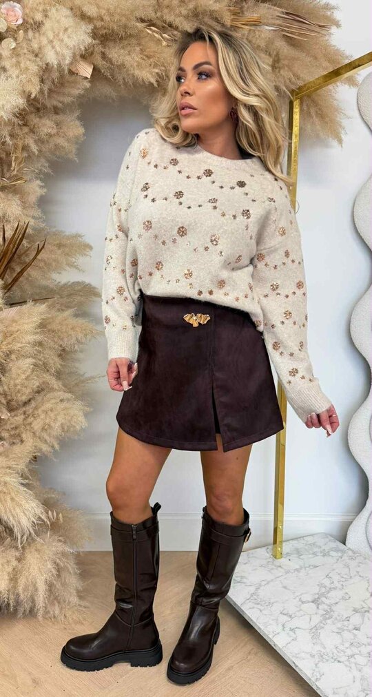 XMAS SEQUIN SWEAT AM922 BEIGE XMAS SEQUIN SWEAT AM922 BEIGE