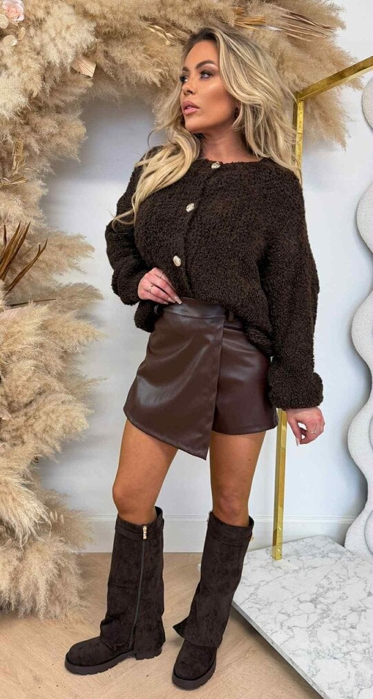 SOFT TEDDY BUTTON VEST/SWEAT 0165 CHOCO SOFT TEDDY BUTTON VEST/SWEAT 0165 CHOCO