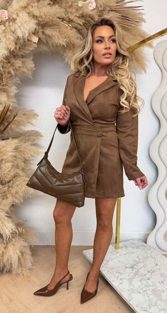 SUEDINE LOOK OMSLAG PLAYSUIT CHOCO SUEDINE LOOK OMSLAG PLAYSUIT CHOCO