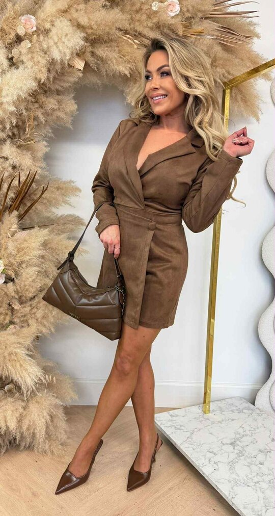 SUEDINE LOOK OMSLAG PLAYSUIT CHOCO SUEDINE LOOK OMSLAG PLAYSUIT CHOCO