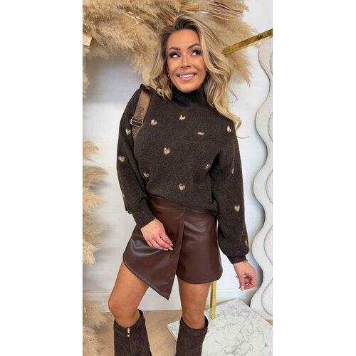 TURTLE NECK GUC PRINT LOVE SWEAT 718 CHOCO TURTLE NECK GUC PRINT LOVE SWEAT 718 CHOCO