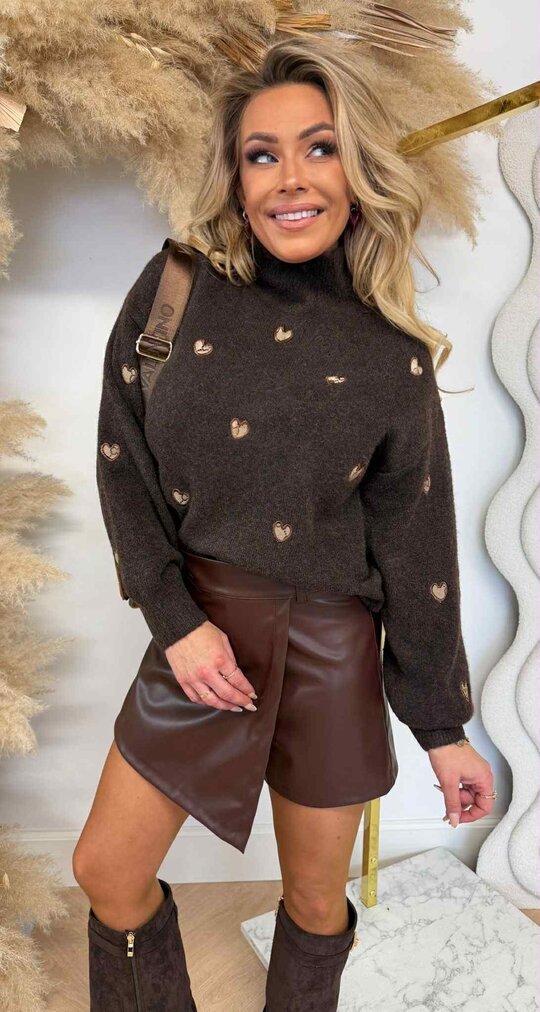 TURTLE NECK GUC PRINT LOVE SWEAT 718 CHOCO TURTLE NECK GUC PRINT LOVE SWEAT 718 CHOCO