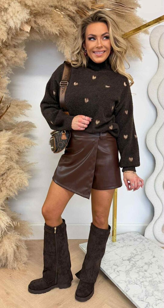 TURTLE NECK GUC PRINT LOVE SWEAT 718 CHOCO TURTLE NECK GUC PRINT LOVE SWEAT 718 CHOCO