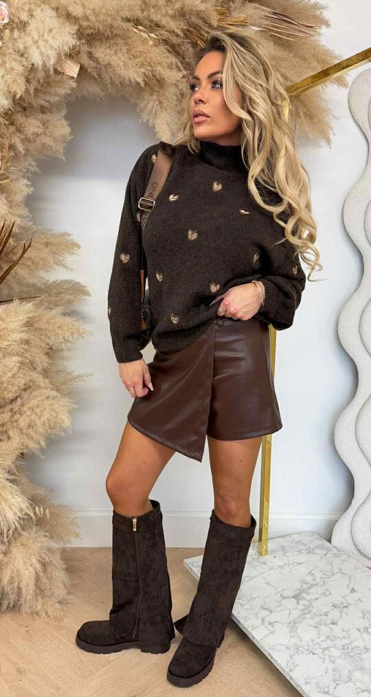 TURTLE NECK GUC PRINT LOVE SWEAT 718 CHOCO TURTLE NECK GUC PRINT LOVE SWEAT 718 CHOCO