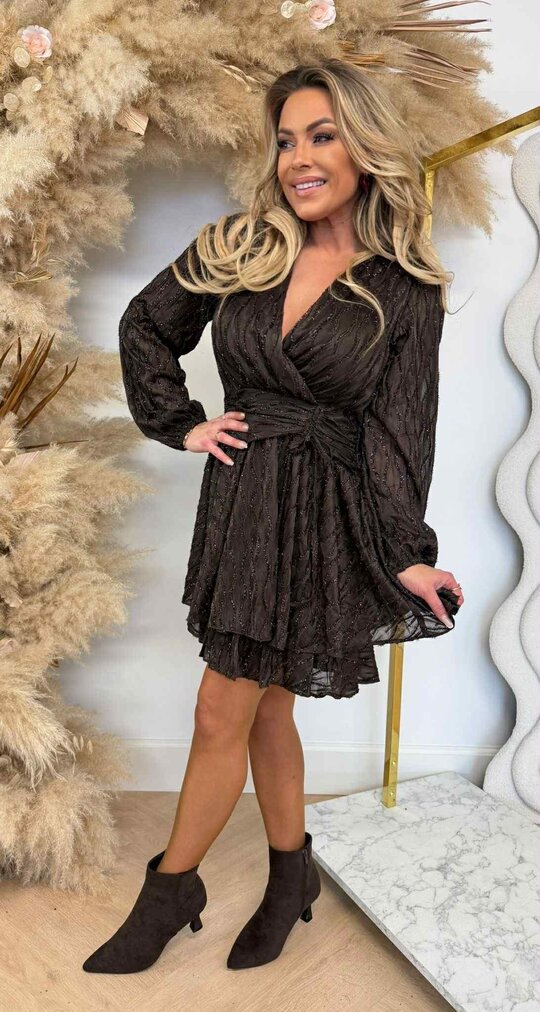 GLAM SHINY DRESS 8579-31 DARK BROWN GLAM SHINY DRESS 8579-31 DARK BROWN