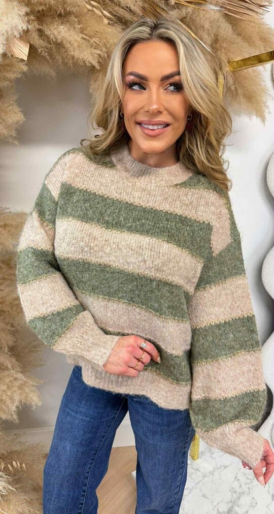 MUSTHAVE  STRIPE SWEAT 1866 BEIGE/MINT