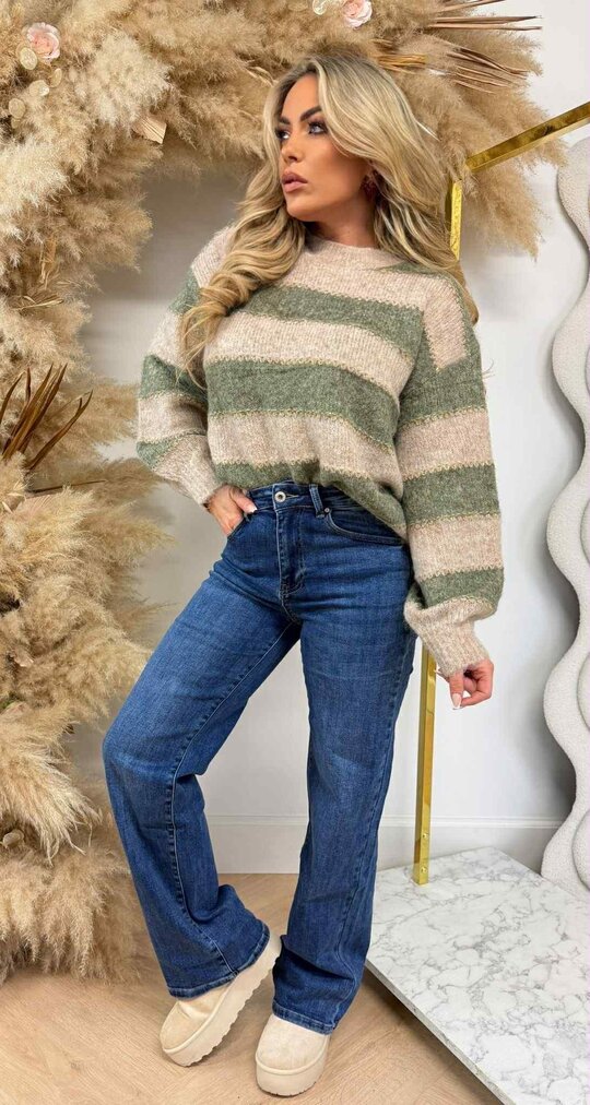 MUSTHAVE  STRIPE SWEAT 1866 BEIGE/MINT