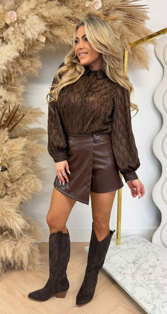 GLAM SHINE BLOUSE 4689 CHOCO GLAM SHINE BLOUSE 4689 CHOCO