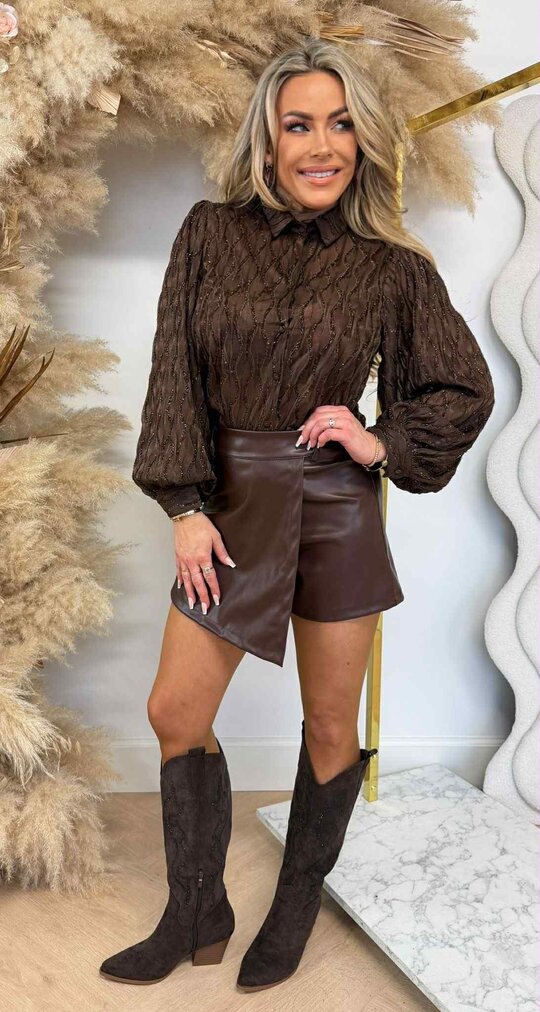 GLAM SHINE BLOUSE 4689 CHOCO GLAM SHINE BLOUSE 4689 CHOCO