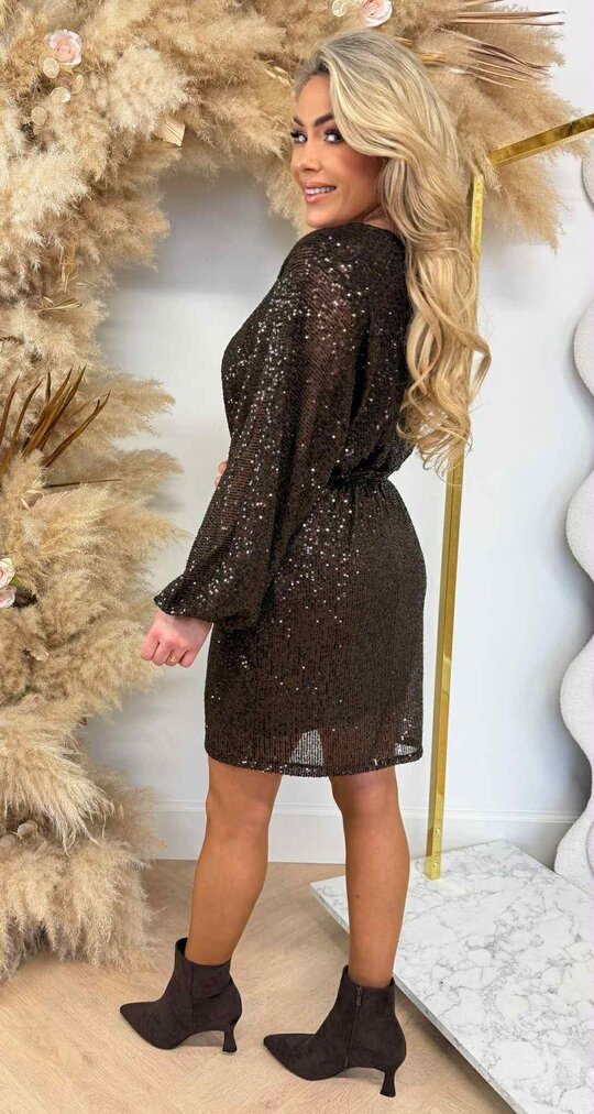 ALL OVER SEQUIN LUS DRESS CHOCO ALL OVER SEQUIN LUS DRESS CHOCO