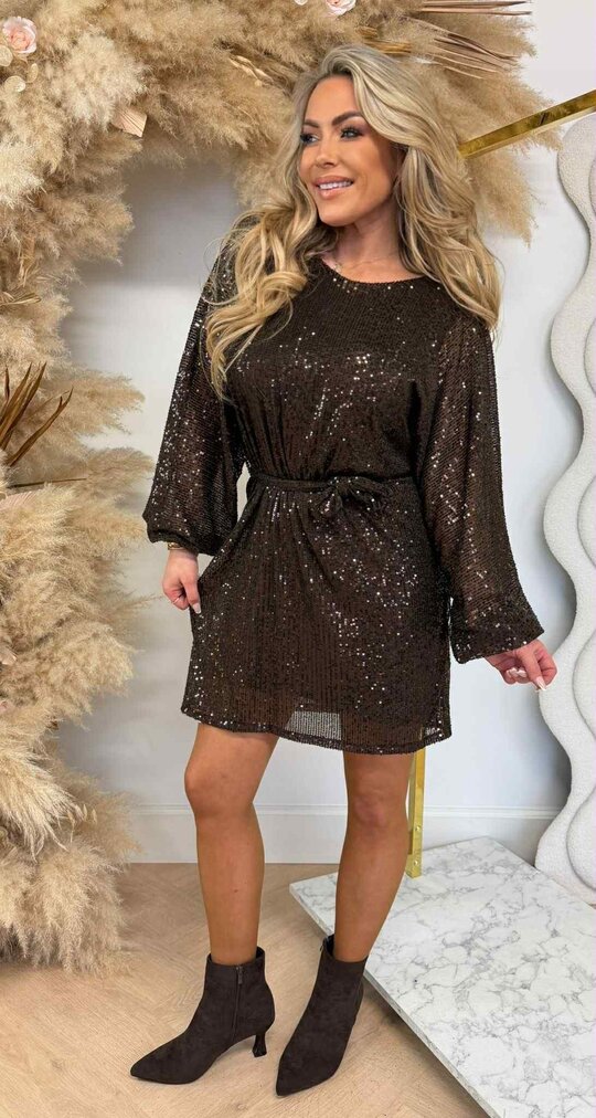 ALL OVER SEQUIN LUS DRESS CHOCO ALL OVER SEQUIN LUS DRESS CHOCO