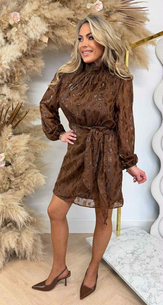 LEO SHINE PRINT DRESS 5335A CHOCO