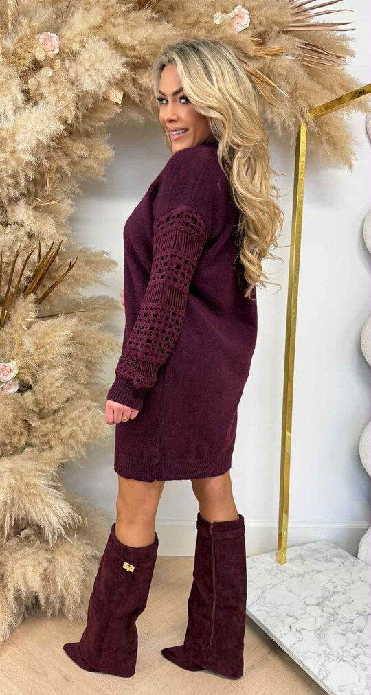 GIRLY PATROON SLEEVE DRESS 6532 BORDEAUX GIRLY PATROON SLEEVE DRESS 6532 BORDEAUX