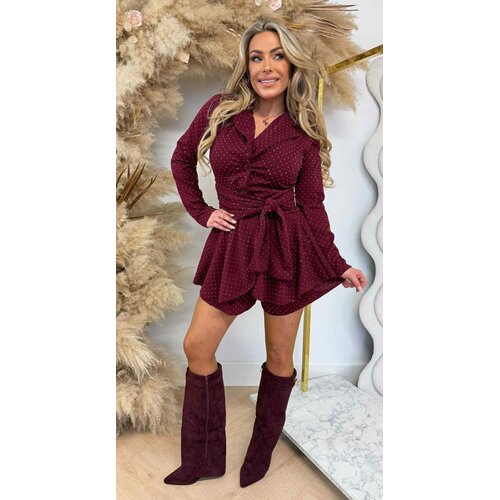 GLITTER KNOOP PLAYSUIT BORDEAUX GLITTER KNOOP PLAYSUIT BORDEAUX