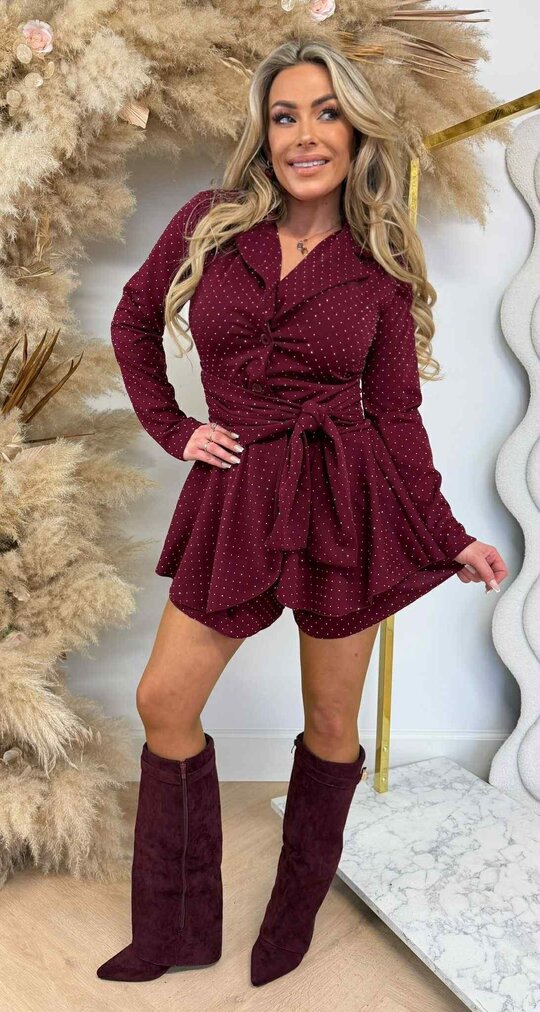 GLITTER KNOOP PLAYSUIT BORDEAUX GLITTER KNOOP PLAYSUIT BORDEAUX