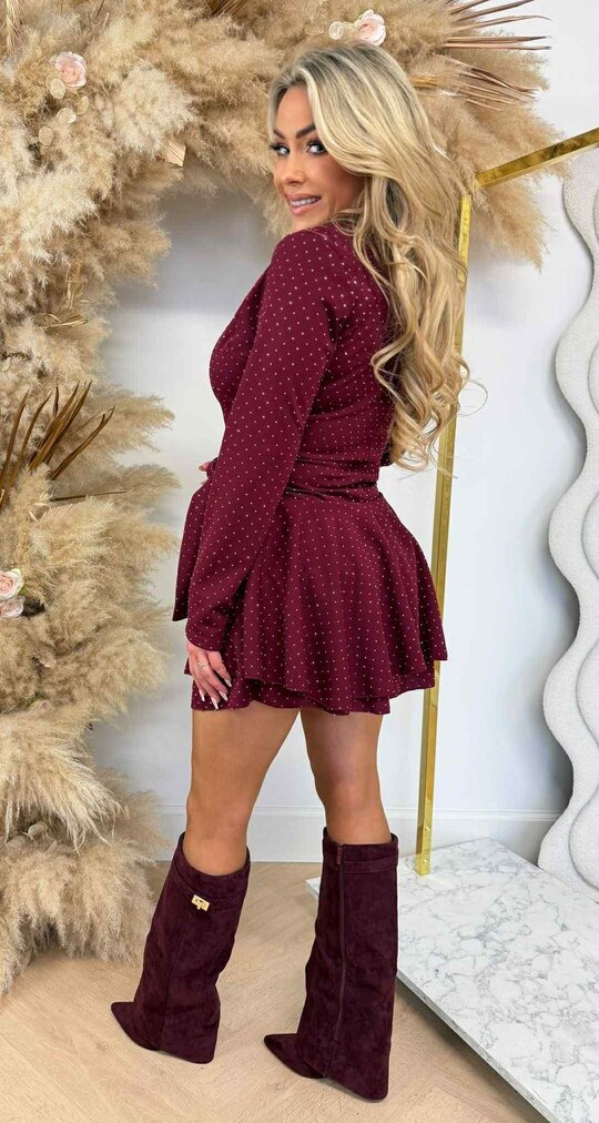 RENATE GLITTER KNOOP PLAYSUIT BORDEAUX RENATE GLITTER KNOOP PLAYSUIT BORDEAUX