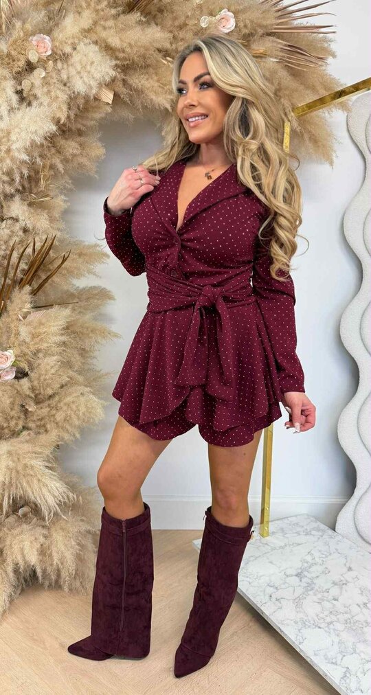 RENATE GLITTER KNOOP PLAYSUIT BORDEAUX RENATE GLITTER KNOOP PLAYSUIT BORDEAUX