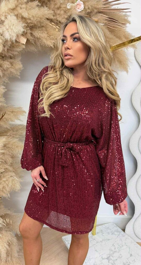 ALL OVER SEQUIN LUS DRESS BORDEAUX ALL OVER SEQUIN LUS DRESS BORDEAUX