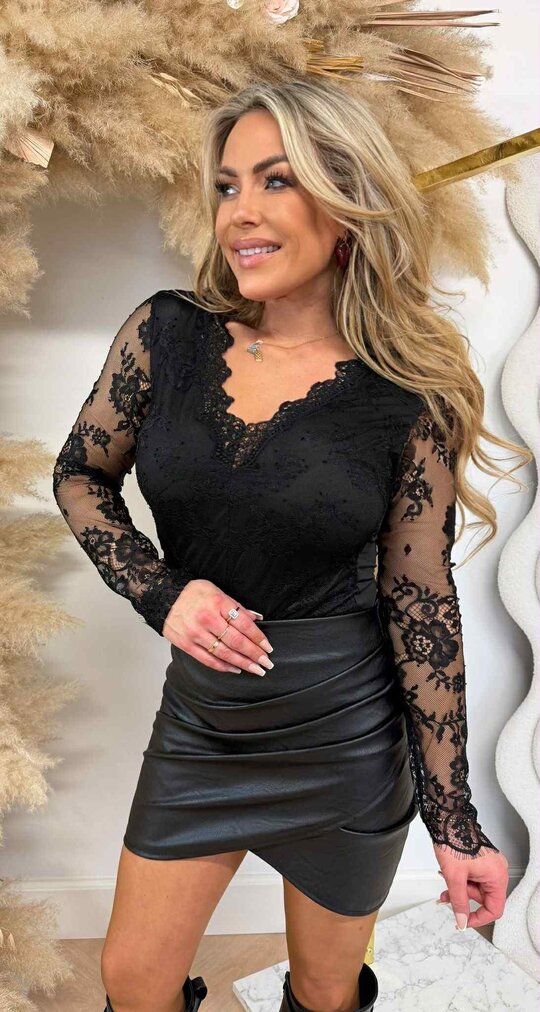 STRETCHY LACE BODY V548 BLACK