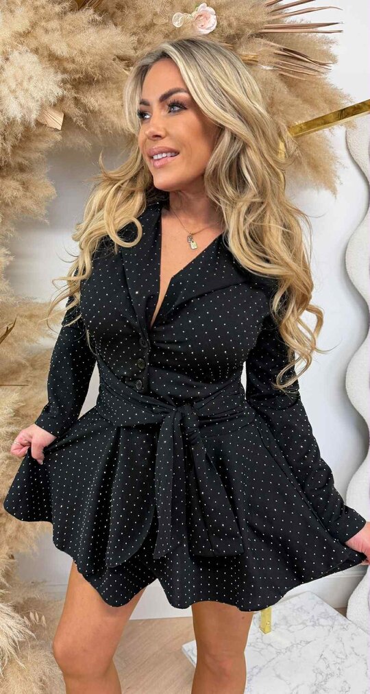 GLITTER KNOOP PLAYSUIT BLACK